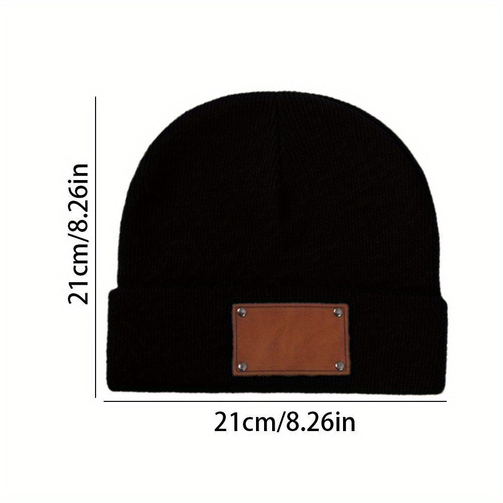 Custom Name Leather Label Knit - Beanie Cuffed Knit review and price